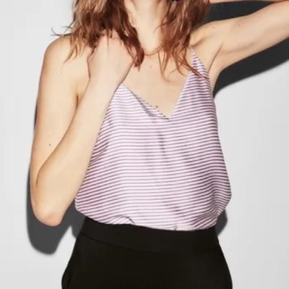 EXPRESS Purple and White Striped Downtown Cami